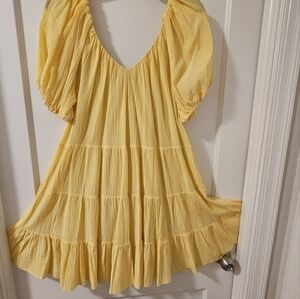 Rebbecca Taylor Yellow Silk-blend Women's Flowy Summer Dress